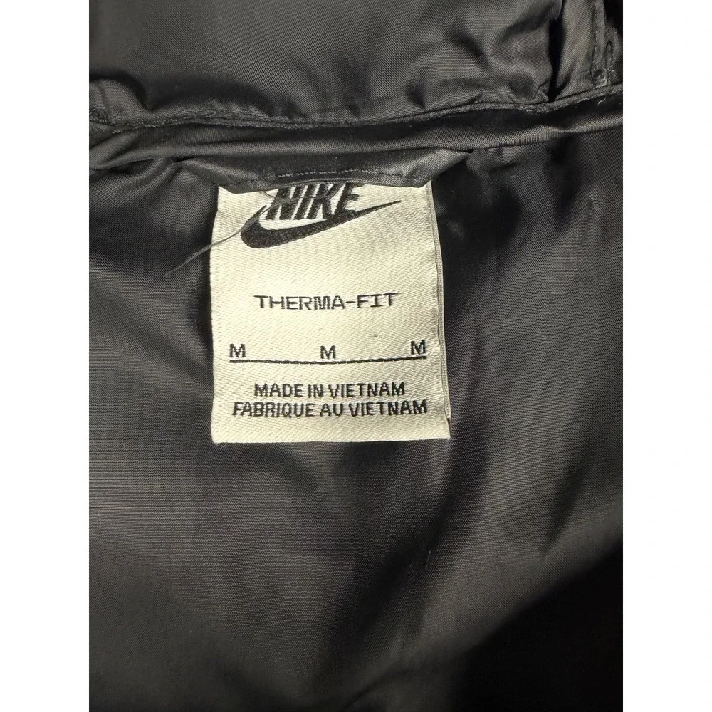 Nike Therma-FIT Puffer Vest Black Hooded Quilted Sleeveless Jacket Youth Medium